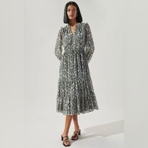 Sugarlips Alina Snake Print Tiered Midi Dress